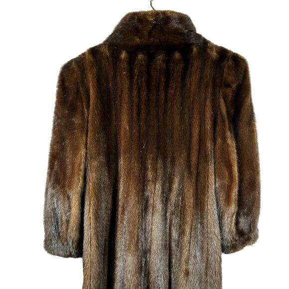 Vintage Furs by Richard Donald Medium Brown Fur Long Trench Coat Womens Size S - Picture 7 of 13